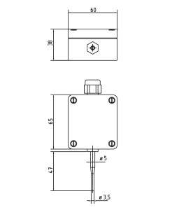 Außentemperaturfühler AUTFextS in der Zeichnung von TiTEC Messtechnik