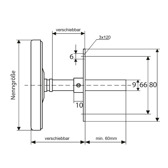 Bimetallthermometer Axial BMT-AX4-Zeichnung von TiTEC Messtechnik