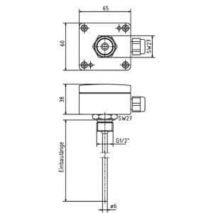 Einschraubtauchtemperaturfühler ENTF-Zeichnung von TiTEC Messtechnik
