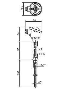 Einschraubfühler HTFB3-Zeichnung TiTEC Messtechnik