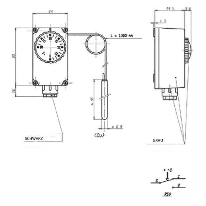 Tauchthermostat in der Zeichnung von TiTEC Messtechnik