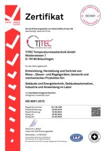 Zertifikat ISO 9001 TiTEC Temperaturmesstechnik GmbH